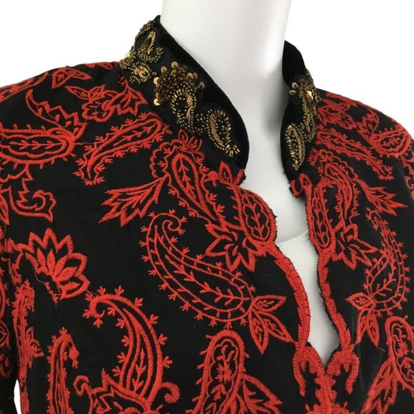 Chico's Jacket Paisley Embroidery Beaded Sequin Size S Petite Coachella Festival - Picture 5 of 16